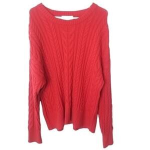 Philosophy Womens Cable Knit Fisherman Sweater Sz XL Cabincore Apres Ski Preppy